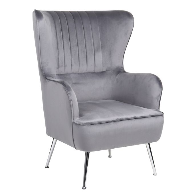Πολυθρόνα ArteLibre VITTORIA Γκρι Βελούδο 76x79x101cm