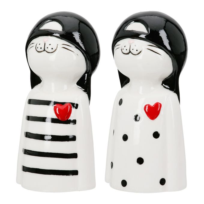 Figure Cat Porcelain White 2 Assorted 6X5X12Cm 6X5X12Cm