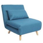 Πολυθρόνα Κρεβάτι ArteLibre VERA Μπλε Ύφασμα/Ξύλο 79x80x89cm