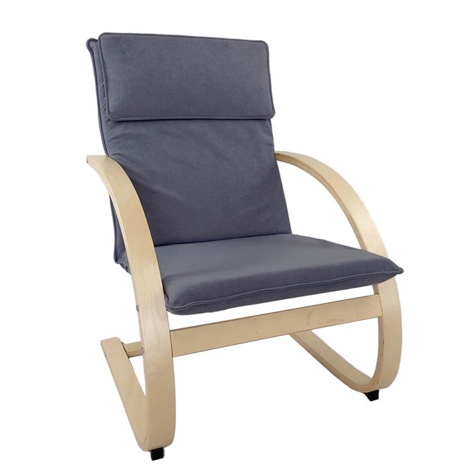 Πολυθρόνα ArteLibre VESNA Γκρι/Φυσικό Ύφασμα/Ξύλο 67x78x92cm