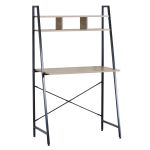 Γραφείο ArteLibre LYNDALE Με Ράφια Δρυς/Μαύρο Μοριοσανίδα/Μέταλλο 84x46x142cm