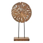 Ανάγλυφο Σταντ Στρογγυλό 'Disk' Ξύλο Μάνγκο Μαύρο/Καφέ 8x24x47cm