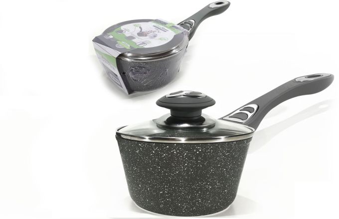 Κατσαρόλα Αντικολλητική Αλουμινίου Με Επίστρωση Stone Λαβή Soft-Touch Φ16cm