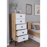 Συρταριέρα ArteLibre AMARI Δρυς/Λευκό Μοριοσανίδα 43x43x114cm