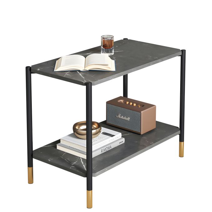 Τραπεζάκι Σαλονιού ArteLibre ASSA Γκρι Με Όψη Μαρμάρου MDF/Μέταλλο 60x40x55cm