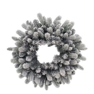 Χριστουγεννιάτικο Χιονισμένο Στεφάνι PE/PVC Με 135 Κλαδιά Φ60cm