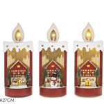 Φωτιζόμενη Χριστουγεννιάτικη Διακόσμηση Κερί 27cm Σε 3 Σχέδια