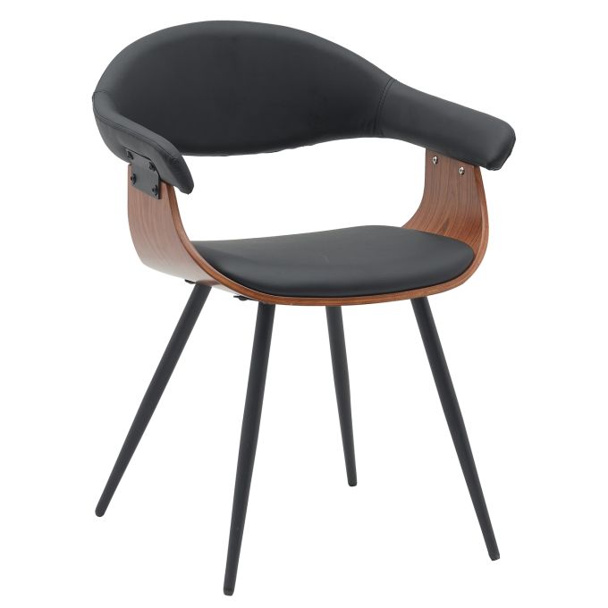 Καρέκλα Επισκέπτη ArteLibre DEVRA Μαύρο/Καφέ Ξύλο/PU/Μέταλλο 55.5x53.5x77cm