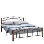 Κρεβάτι Διπλό ArteLibre JEMINA Μαύρο/Βελανιδιά Μέταλλο/Ξύλο 200x163x84cm (Στρώμα 160x200cm)
