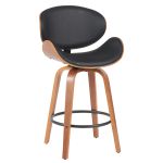 Σκαμπό Bar ArteLibre LYRIAN Μαύρο/Καφέ Ξύλο/PU 52x55x107cm