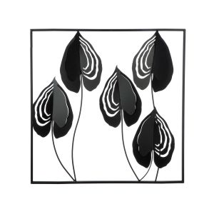 Ανάγλυφο τοίχου Μοτίβο φύλλου μεταλλικό μαύρο 55X2X55Cm 55X2X55Cm