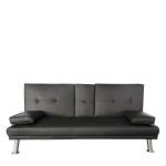 Καναπές Κρεβάτι Τριθέσιος ArteLibre ALFRED Μαύρο PU 164x76.5x79cm