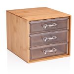 Κουτί Καλλυντικών με 3 Συρτάρια Μπαμπού 13.8x12.3x11cm