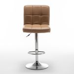 Σκαμπό Bar ArteLibre DIN Με Πλάτη Πτυσσόμενο Cappuccino PVC/Μέταλλο 44x50x92-113cm