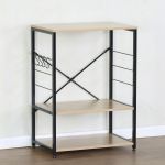 Ραφιέρα Κουζίνας ArteLibre FAIRWYN Δρυς/Μαύρο Μοριοσανίδα/Μέταλλο 60x40x82cm