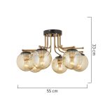 Φωτιστικό Οροφής ArteLibre NORMA Εξάφωτο Χρυσό/Μελί Μέταλλο/Γυαλί 55x33cm