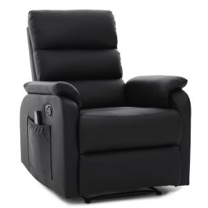 Πολυθρόνα Ανακλινόμενη ArteLibre RIGIL Με Λειτουργία Μασάζ Μαύρο PU 75x87x102cm