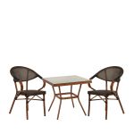 Σετ Τραπεζαρία Κήπου ArteLibre ANGOLA Μπαμπού Αλουμίνιο/Γυαλί Με 2 Πολυθρόνες 14990222