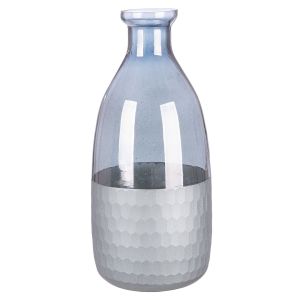 Βάζο Μπουκάλι 'Canus' Γυαλί Γκρι/Ασημί 10x10x24cm