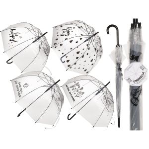 Ομπρέλα Dome Διάφανη Με Σχέδιο Και Αυτόματο Άνοιγμα 85cm Σε 4 Σχέδια