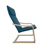 Πολυθρόνα ArteLibre NORDVIK Μπλε/Φυσικό Ύφασμα/Ξύλο 60x71x105cm
