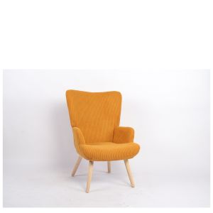 Πολυθρόνα ArteLibre LIRA Μουσταρδί Ύφασμα Κοτλέ/Ξύλο 94.5x64x70.5cm