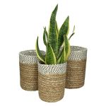 Καλάθι ArteLibre Φύλλο Hogla Φυσικό 20x20x20cm Σετ 3Τμχ
