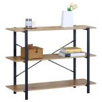 Βιβλιοθήκη ArteLibre RAVENSBY Φυσικό/Μαύρο Μοριοσανίδα/Μέταλλο 106x35x80cm