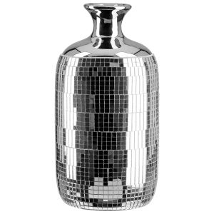 Βάζο Κολάρο 'Disco' Κεραμικό Ασημί 24x11.5cm