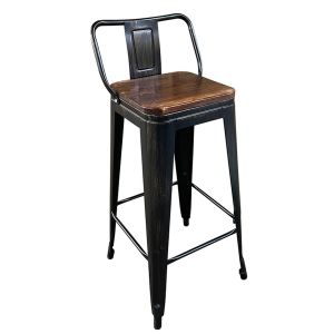 Σκαμπό Bar ArteLibre Βιομηχανικού Τύπου Vintage MOLERO II Μαύρο Αντικέ/Καφέ Μέταλλο/Ξύλο 44x44x94cm
