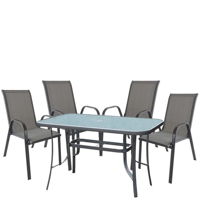 Σετ Τραπεζαρία Κήπου ArteLibre SUN Μέταλλο Γκρι Με 4 Πολυθρόνες 14990110