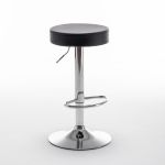 Σκαμπό Bar ArteLibre LORTHA Πτυσσόμενο Μαύρο PU/Μέταλλο Φ39x64-86cm