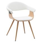 Καρέκλα Επισκέπτη ArteLibre DEVRA Λευκό/Φυσικό Ξύλο/PU/Μέταλλο 55.5x53.5x77cm