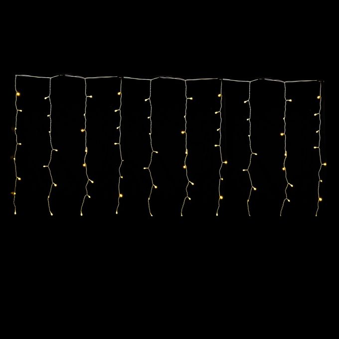 80 LED Κουρτίνα Εξωτερικού Χώρου Θερμό Λευκό Φως Διάφανο Καλώδιο 2x1m