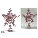 Κορυφή Δέντρου Αστέρι Με Glitter Ροζ 30cm