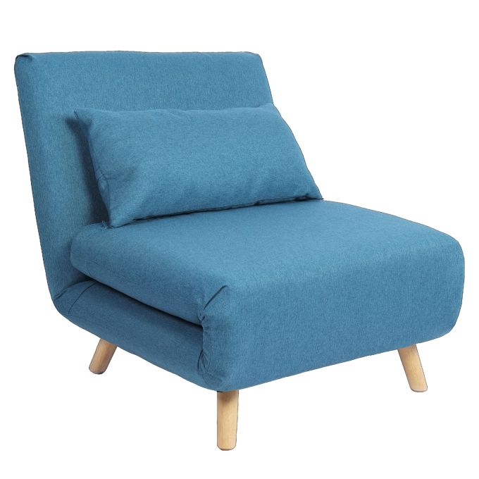 Πολυθρόνα Κρεβάτι ArteLibre VERA Μπλε Ύφασμα/Ξύλο 79x80x89cm