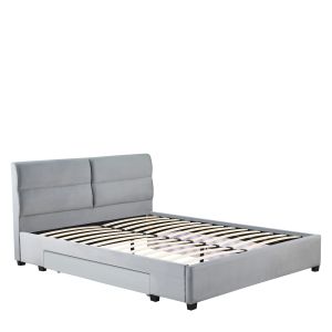 Κρεβάτι Διπλό ArteLibre PRODREAM Γκρι Ύφασμα 206x169x96cm (Στρώμα 160x200cm)