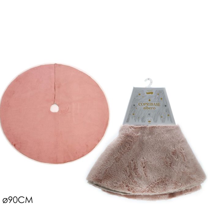 Χριστουγεννιάτικη Βάση Δέντρου Συνθετική Γούνα Ροζ Φ90cm