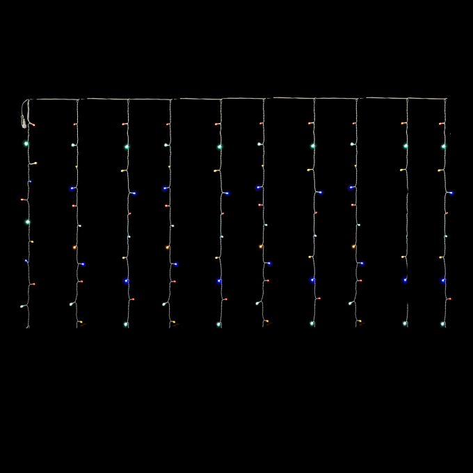 80 LED Κουρτίνα Εξωτερικού Χώρου Πολύχρωμο Φως Διάφανο Καλώδιο 2x1m