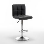 Σκαμπό Bar ArteLibre DIN Με Πλάτη Πτυσσόμενο Μαύρο PVC/Μέταλλο 44x50x92-113cm