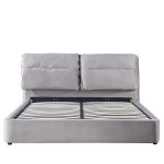 Κρεβάτι Διπλό ArteLibre ACAENA Γκρι Βελούδο 224x182.5x97cm (Στρώμα 160x200cm)