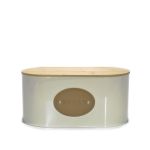 Ψωμιέρα Με Καπάκι Μπαμπού Λευκό/Καφέ Μέταλλο/Ξύλο 33.5x18x16cm