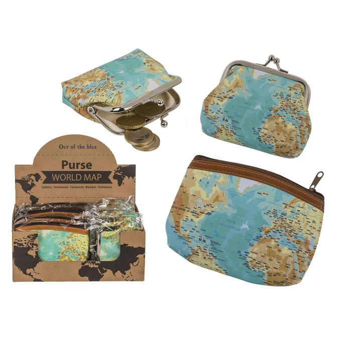 Πορτοφόλι Με Παγκόσμιο Χάρτη Πολύχρωμο 9x8cm/13x9cm Σε 2 Σχέδια