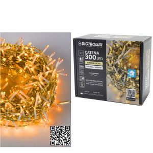 300 LED Θερμό Λευκό Για Εξωτερικό Χώρο Με Διαφανές Καλώδιο Και Πρόγραμμα