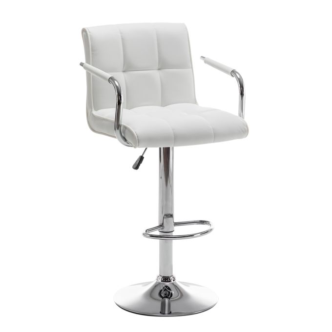 Σκαμπό Bar ArteLibre DOKK Με Πλάτη Πτυσσόμενο Λευκό PU/Μέταλλο 52x56x94-115cm