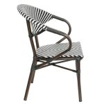 Πολυθρόνα Κήπου ArteLibre KIYOSHI Λευκό/Μαύρο/Καφέ Μπαμπού/Rattan 57x60x82cm