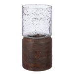 Κηροπήγιο Ρεσώ 'Anuk' Γυαλί/Ξύλο Μάνγκο Καφέ/Διάφανο 20.5x10cm