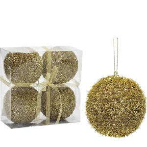 Χριστουγεννιάτικη Μπάλα Χρυσό 100mm Σετ 4Τμχ
