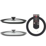 Καπάκι Trio γυαλί/σιλικόνη Φ28/30/32cm 2Τμχ Σε 2 Σχέδια