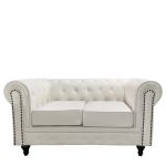 Καναπές Διθέσιος ArteLibre AVERY Λευκό PU 155x90x73cm